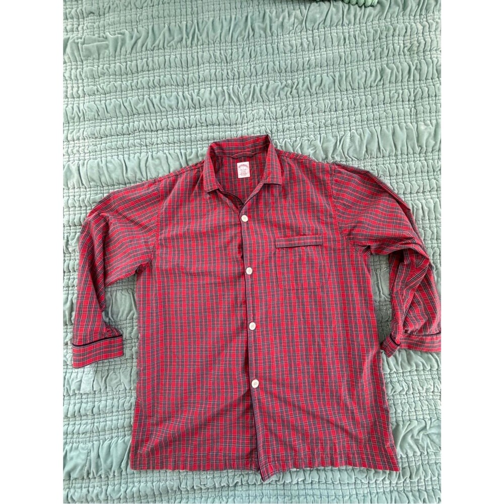 Brooks Brothers Red and Green Plaid Pajama Top-Large
